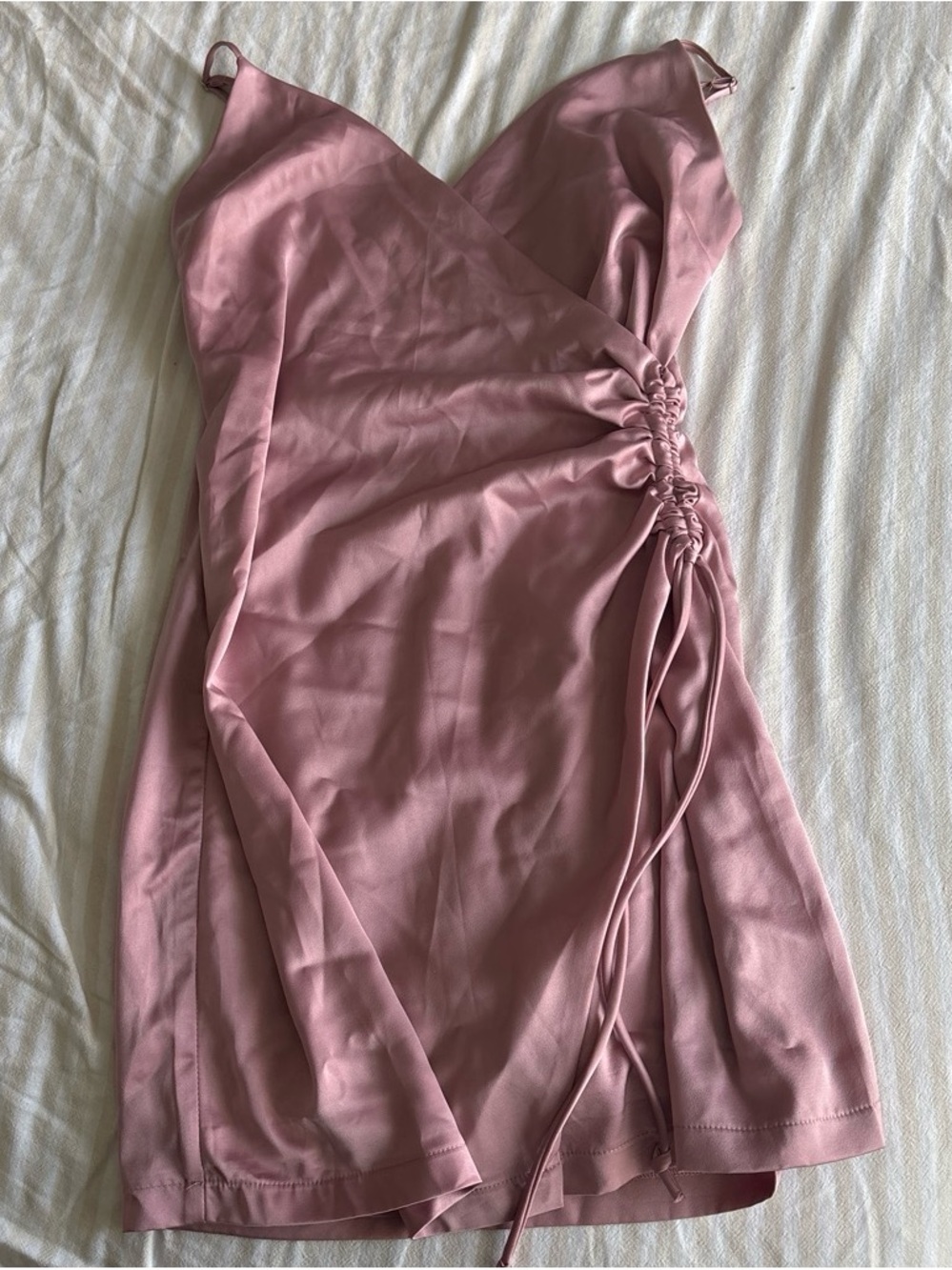Altar'd State Dusty Rose Ruched Wrap Mini Dress